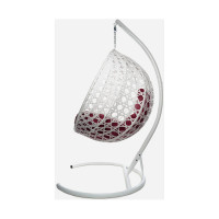 Подвесное кресло M-GROUP КРУГ ЛЮКС с ротангом белое, бордовая подушка 11060102