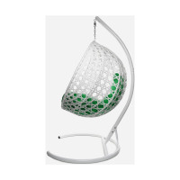 Подвесное кресло M-GROUP КРУГ ЛЮКС с ротангом белое, зелёная подушка 11060104