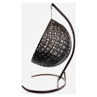 Подвесное кресло M-GROUP КРУГ ЛЮКС с ротангом коричневое, серая подушка 11060209