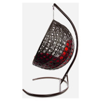 Подвесное кресло M-GROUP КРУГ ЛЮКС с ротангом коричневое, красная подушка 11060206