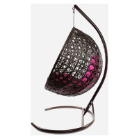 Подвесное кресло M-GROUP КРУГ ЛЮКС с ротангом коричневое, розовая подушка 11060208