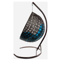 Подвесное кресло M-GROUP КРУГ ЛЮКС с ротангом коричневое, голубая подушка 11060203