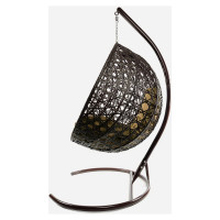 Подвесное кресло M-GROUP КРУГ ЛЮКС с ротангом коричневое, бежевая подушка 11060201