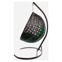 Подвесное кресло M-GROUP КРУГ ЛЮКС с ротангом коричневое, зелёная подушка 11060204