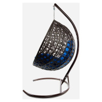 Подвесное кресло M-GROUP КРУГ ЛЮКС с ротангом коричневое, синяя подушка 11060210