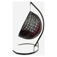 Подвесное кресло M-GROUP КРУГ ЛЮКС с ротангом коричневое, бордовая подушка 11060202