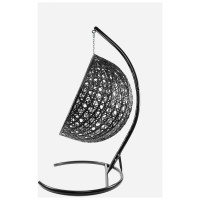 Подвесное кресло M-GROUP КРУГ ЛЮКС с ротангом чёрное, подушка в ассортименте 11060499
