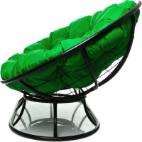 Диван M-GROUP МАМАСАН без ротанга чёрное, зелёная подушка 12100404