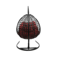 Подвесное кресло M-GROUP ДЛЯ ДВОИХ ЛЮКС с ротангом чёрное, красная подушка 11510406