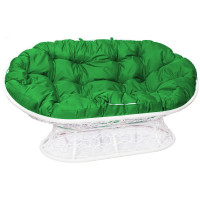 Диван M-GROUP МАМАСАН с ротангом белое, зелёная подушка 12110104