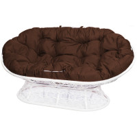 Диван M-GROUP МАМАСАН с ротангом белое, коричневая подушка 12110105