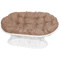 Диван M-GROUP МАМАСАН с ротангом белое, бежевая подушка 12110101