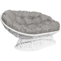 Диван M-GROUP МАМАСАН с ротангом белое, серая подушка 12110109