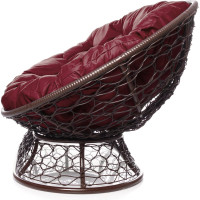 Диван M-GROUP МАМАСАН с ротангом коричневое, бордовая подушка 12110202