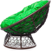 Диван M-GROUP МАМАСАН с ротангом коричневое, зелёная подушка 12110204