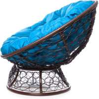 Диван M-GROUP МАМАСАН с ротангом коричневое, голубая подушка 12110203