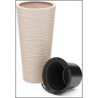 Кашпо ЗПИ «Альтернатива» "Оазис" 25л, со вставкой, 5л, светло-бежевый М8077