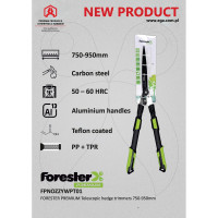 Кусторез Forester PREMIUM 750-950 мм с телескопическими алюминиевыми рукоятками FPNOZZYWPT01