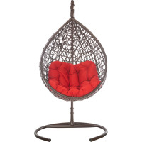 Подвесное кресло Лаура VALENCIA коричневый + каркас, подушка красная VLC-306