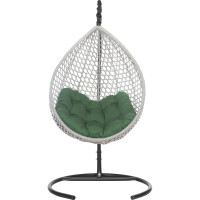 Подвесное кресло-кокон Лаура Montblanc серый + каркас, подушка зелёная MONB 503