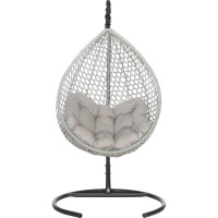 Подвесное кресло-кокон Лаура Montblanc серый + каркас, подушка светло-серая MONB 511