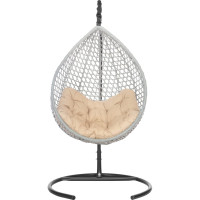 Подвесное кресло-кокон Лаура Montblanc серый + каркас, подушка бежевая MONB 501