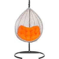 Подвесное кресло-кокон Лаура Montblanc серый + каркас, подушка оранжевая MONB 513