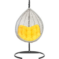Подвесное кресло-кокон Лаура Montblanc серый + каркас, подушка жёлтая MONB 508