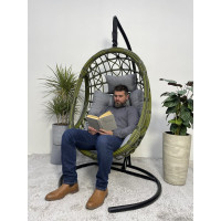 Подвесное кресло-кокон Лаура SAVIRA бамбук + каркас, подушка светло-серая SVR-503