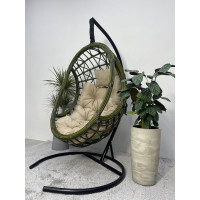 Подвесное кресло-кокон Лаура SAVIRA бамбук + каркас, подушка бежевая SVR-501