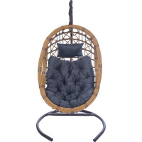 Подвесное кресло-кокон Лаура SAVIRA горячий шоколад + каркас, подушка темно-серая SVR-404