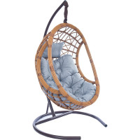 Подвесное кресло-кокон Лаура SAVIRA горячий шоколад + каркас, подушка светло-серая SVR-403