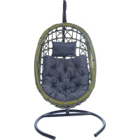 Подвесное кресло-кокон Лаура SAVIRA бамбук + каркас, подушка темно-серая SVR-504
