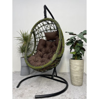 Подвесное кресло-кокон Лаура SAVIRA бамбук + каркас, подушка коричневая SVR-502