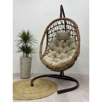 Подвесное кресло-кокон Лаура SAVIRA горячий шоколад + каркас, подушка бежевая SVR-401