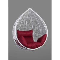 Подвесное кресло-кокон Лаура SEVILLA белый + каркас, подушка бордовая SEV-1-204