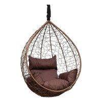 Подвесное кресло-кокон Лаура SEVILLA горячий шоколад + каркас, подушка коричневая. SEV-1-402