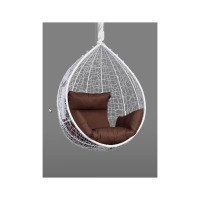 Подвесное кресло-кокон Лаура SEVILLA белый + каркас, подушка коричневая SEV-1-202