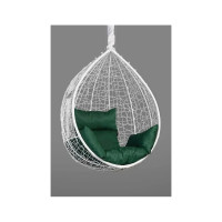 Подвесное кресло-кокон Лаура SEVILLA белый +каркас, подушка зеленая SEV-1-203