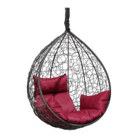 Подвесное кресло-кокон Лаура SEVILLA черный + каркас, подушка бордовая SEV-1-104