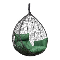 Подвесное кресло-кокон Лаура SEVILLA черный + каркас, подушка зеленая SEV-1-103