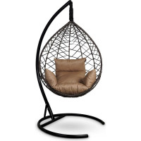 Подвесное кресло-кокон Лаура ALICANTE коричневый + коричневый каркас,подушка бежевая ALI 301