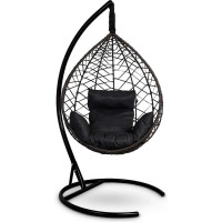 Подвесное кресло-кокон Лаура ALICANTE коричневый + коричневый каркас,подушка черная ALI 305