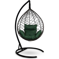 Подвесное кресло-кокон Лаура ALICANTE коричневый + коричневый каркас,подушка зеленая ALI 303