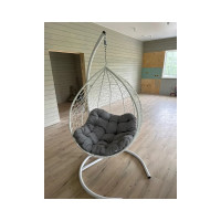 Подвесное кресло-кокон Лаура SEVILLA RELAX белый + каркас, подушка светло-серая SEV-5 211