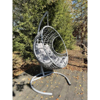 Подвесное кресло-кокон Лаура FLATA серый + каркас, подушка светло-серая FLT-211