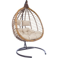 Подвесное кресло-кокон Лаура HASTA горячий шоколад +каркас, подушка бежевая HST-402