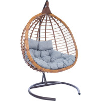 Подвесное кресло-кокон Лаура HASTA горячий шоколад +каркас, подушка светло-серая HST-407