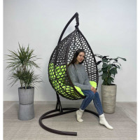 Подвесное кресло-кокон Лаура Montblanc коричневый + каркас, подушка салатовая MONB 309