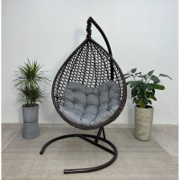 Подвесное кресло-кокон Лаура Montblanc коричневый + каркас, подушка светло-серая MONB 311